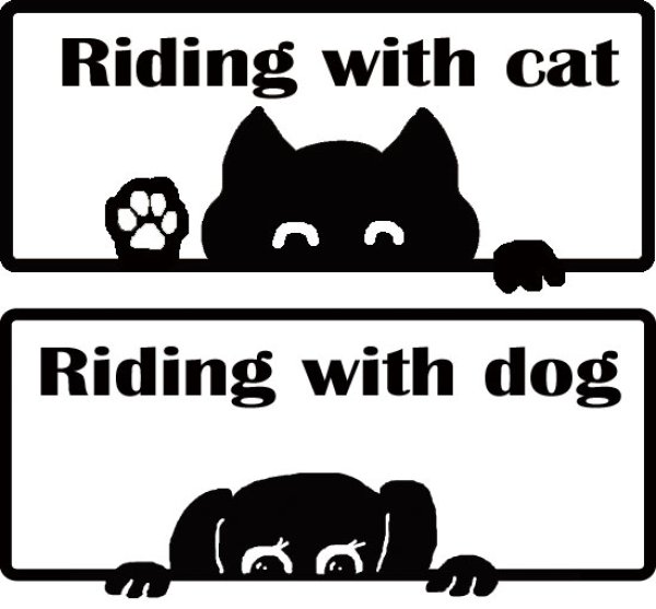 画像1: Riding with dog（cat）ステッカー (1)